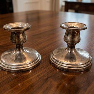 Pair of Birks Sterling Short Candleholders